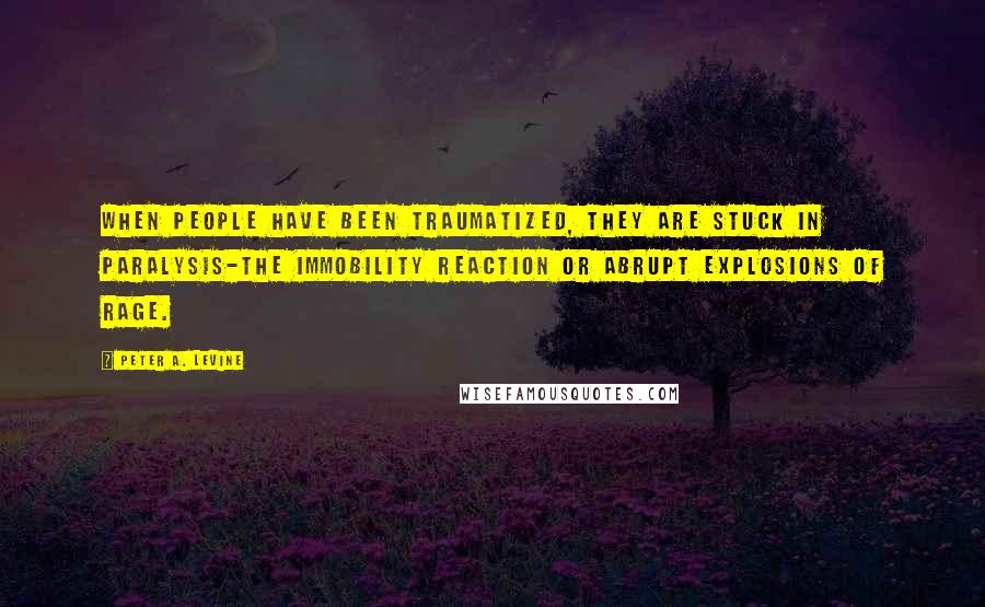 Peter A. Levine Quotes: When people have been traumatized, they are stuck in paralysis-the immobility reaction or abrupt explosions of rage.