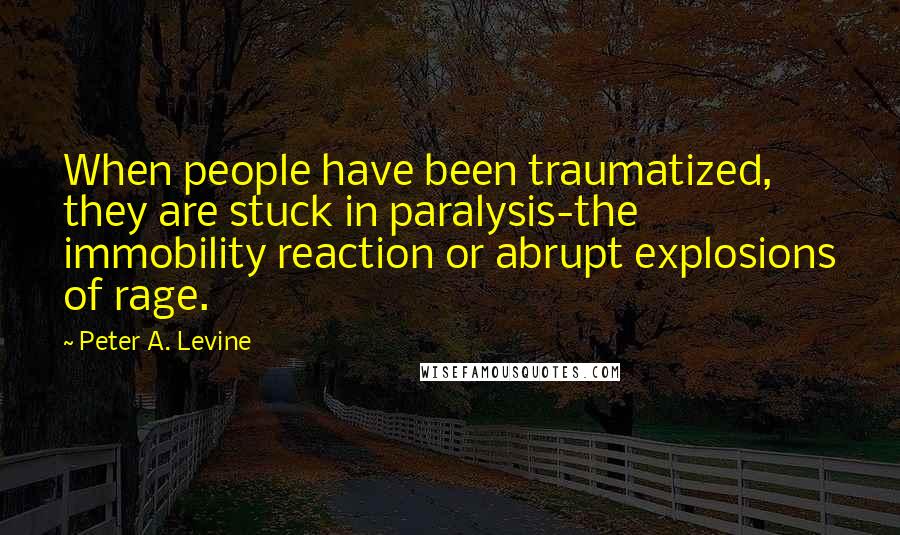 Peter A. Levine Quotes: When people have been traumatized, they are stuck in paralysis-the immobility reaction or abrupt explosions of rage.