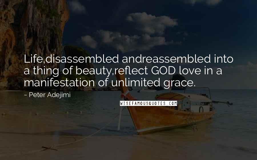 Peter Adejimi Quotes: Life,disassembled andreassembled into a thing of beauty,reflect GOD love in a manifestation of unlimited grace.