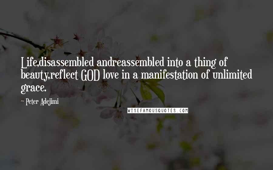 Peter Adejimi Quotes: Life,disassembled andreassembled into a thing of beauty,reflect GOD love in a manifestation of unlimited grace.