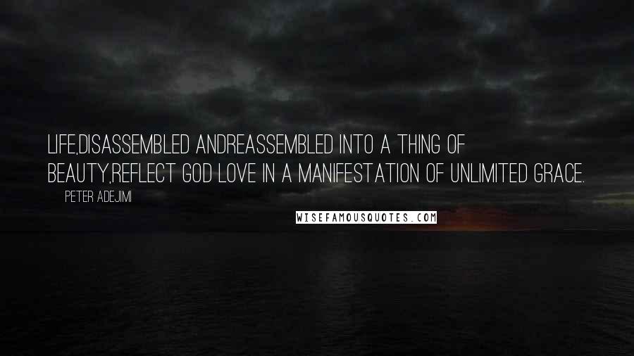 Peter Adejimi Quotes: Life,disassembled andreassembled into a thing of beauty,reflect GOD love in a manifestation of unlimited grace.