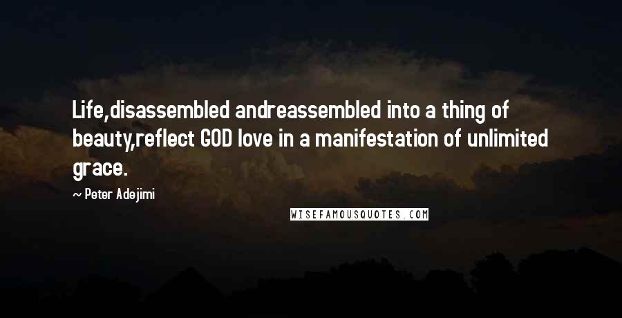 Peter Adejimi Quotes: Life,disassembled andreassembled into a thing of beauty,reflect GOD love in a manifestation of unlimited grace.