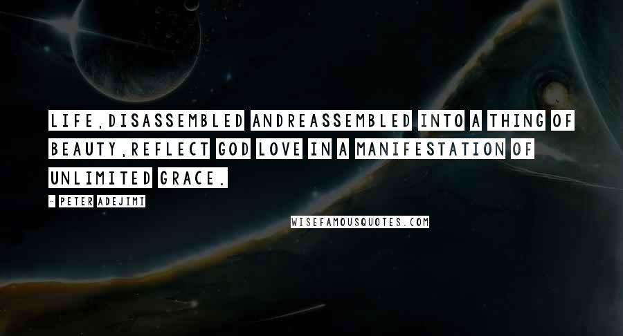 Peter Adejimi Quotes: Life,disassembled andreassembled into a thing of beauty,reflect GOD love in a manifestation of unlimited grace.