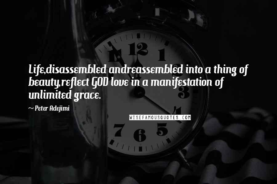 Peter Adejimi Quotes: Life,disassembled andreassembled into a thing of beauty,reflect GOD love in a manifestation of unlimited grace.