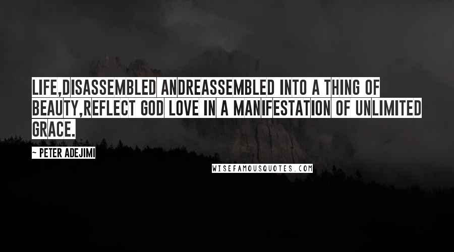 Peter Adejimi Quotes: Life,disassembled andreassembled into a thing of beauty,reflect GOD love in a manifestation of unlimited grace.