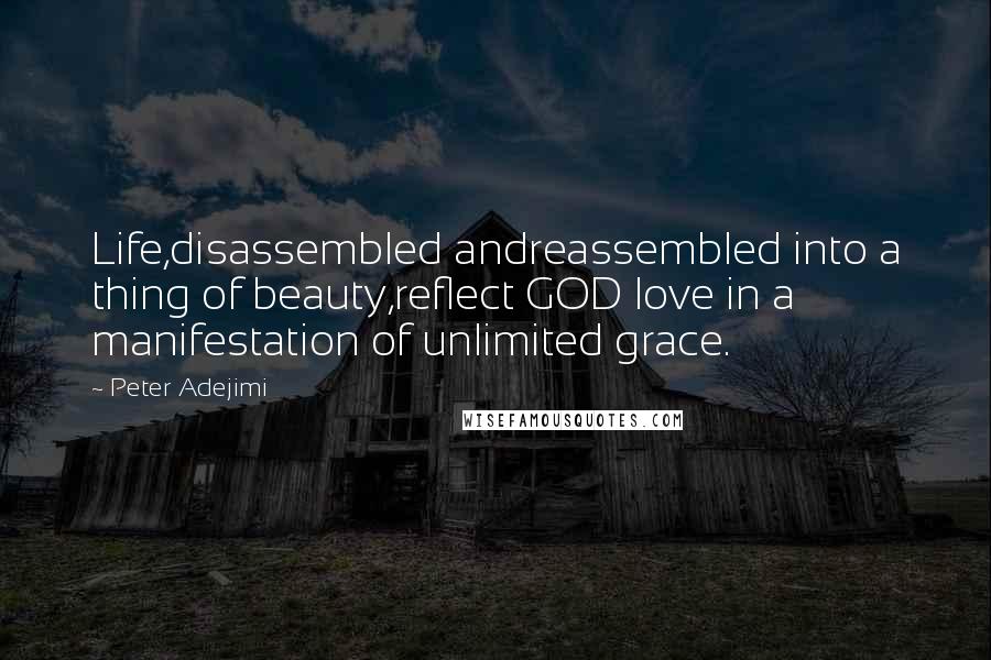 Peter Adejimi Quotes: Life,disassembled andreassembled into a thing of beauty,reflect GOD love in a manifestation of unlimited grace.
