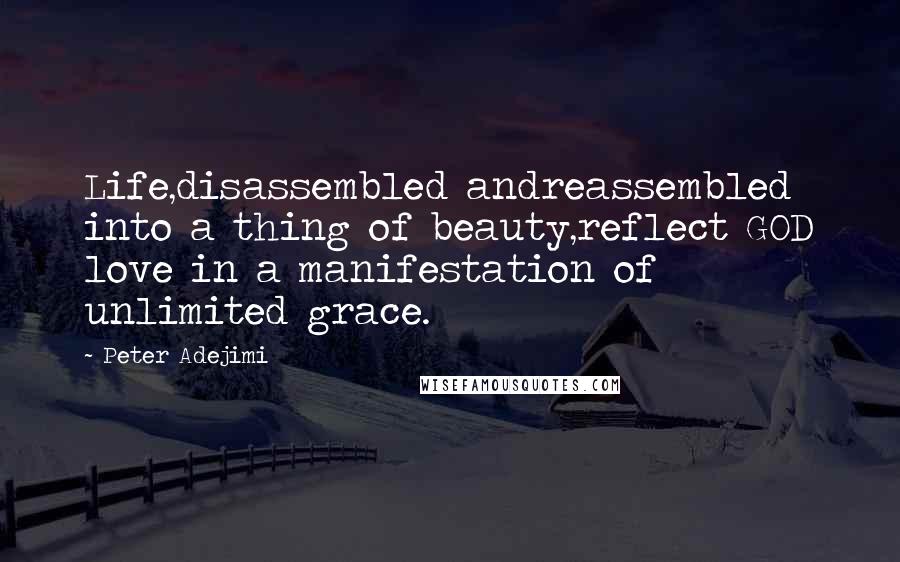 Peter Adejimi Quotes: Life,disassembled andreassembled into a thing of beauty,reflect GOD love in a manifestation of unlimited grace.