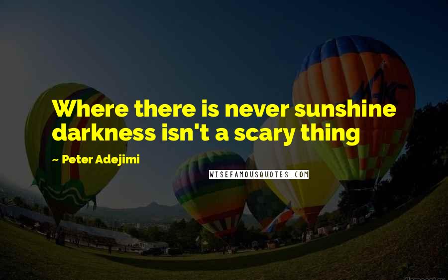 Peter Adejimi Quotes: Where there is never sunshine darkness isn't a scary thing