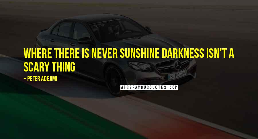 Peter Adejimi Quotes: Where there is never sunshine darkness isn't a scary thing