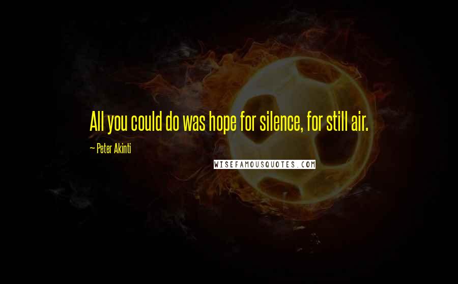 Peter Akinti Quotes: All you could do was hope for silence, for still air.