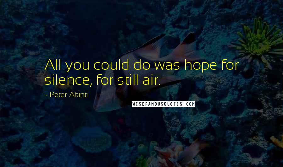 Peter Akinti Quotes: All you could do was hope for silence, for still air.