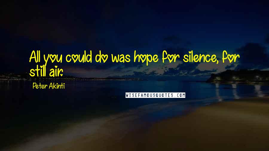 Peter Akinti Quotes: All you could do was hope for silence, for still air.