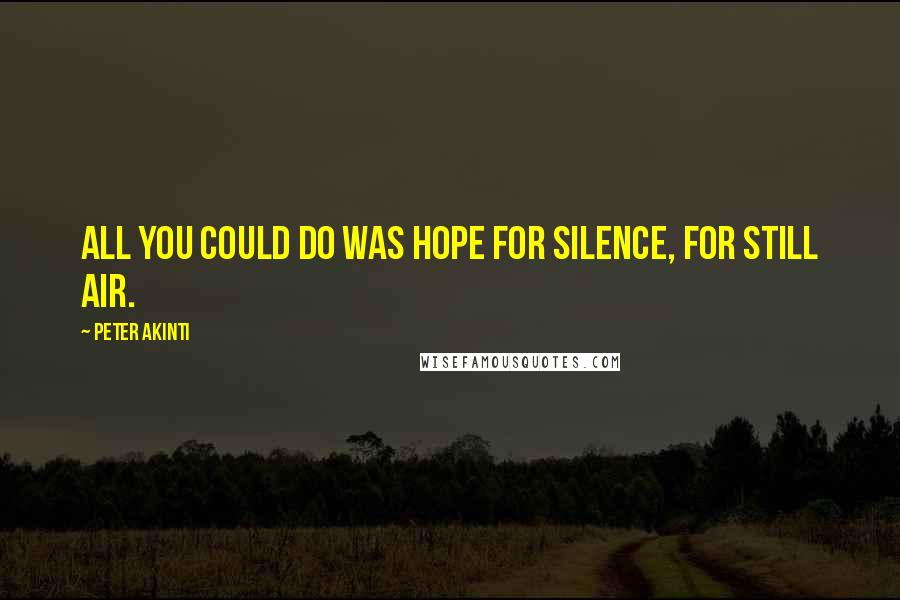 Peter Akinti Quotes: All you could do was hope for silence, for still air.