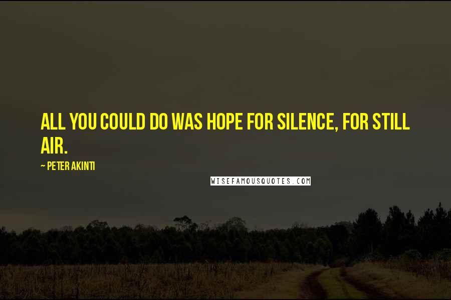 Peter Akinti Quotes: All you could do was hope for silence, for still air.