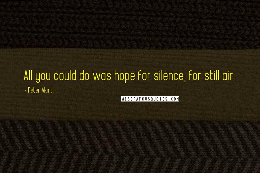 Peter Akinti Quotes: All you could do was hope for silence, for still air.