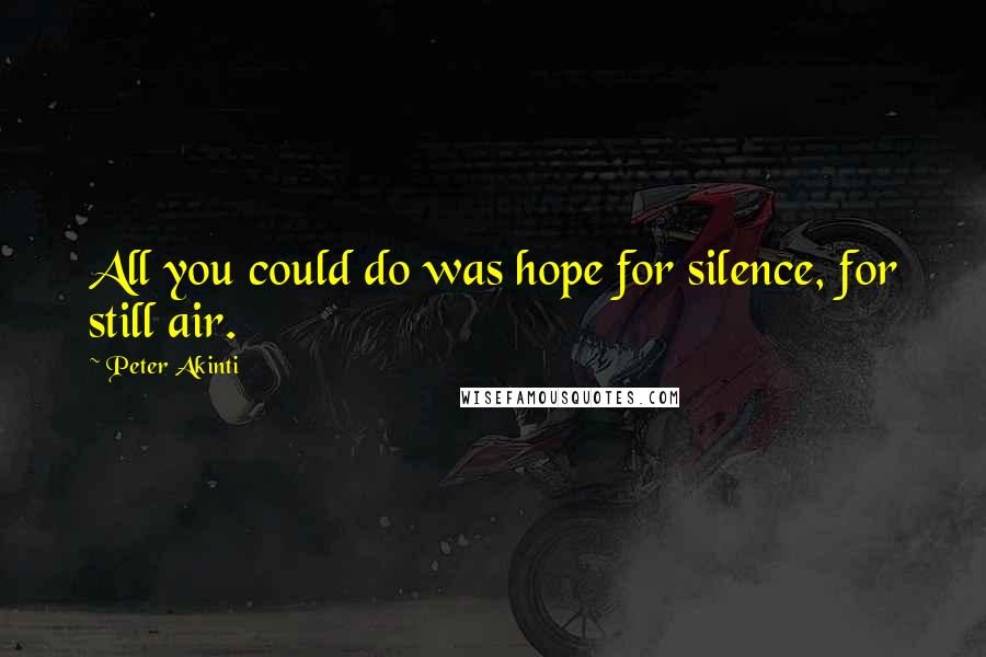 Peter Akinti Quotes: All you could do was hope for silence, for still air.