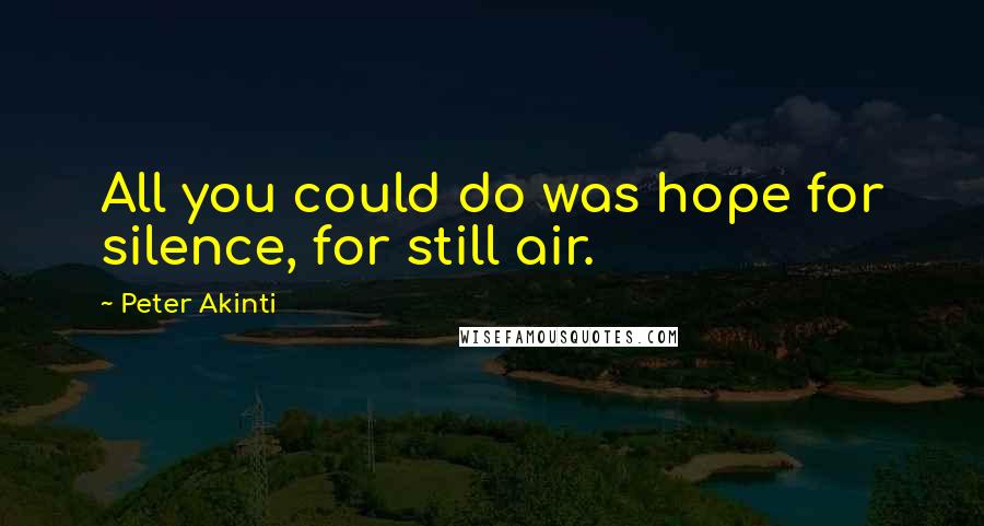 Peter Akinti Quotes: All you could do was hope for silence, for still air.