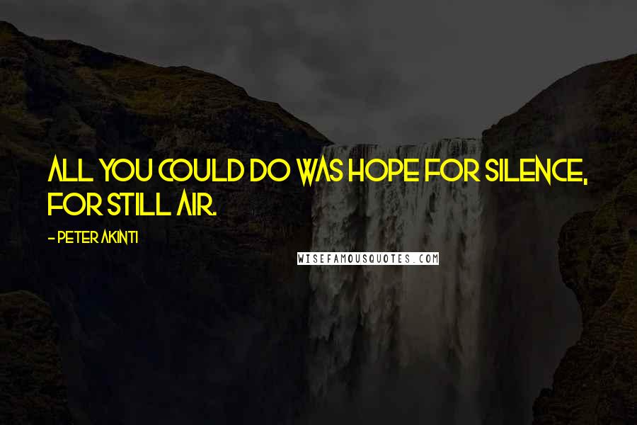 Peter Akinti Quotes: All you could do was hope for silence, for still air.