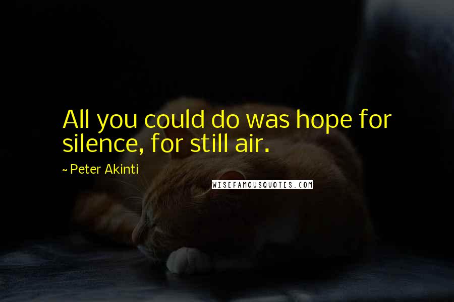 Peter Akinti Quotes: All you could do was hope for silence, for still air.