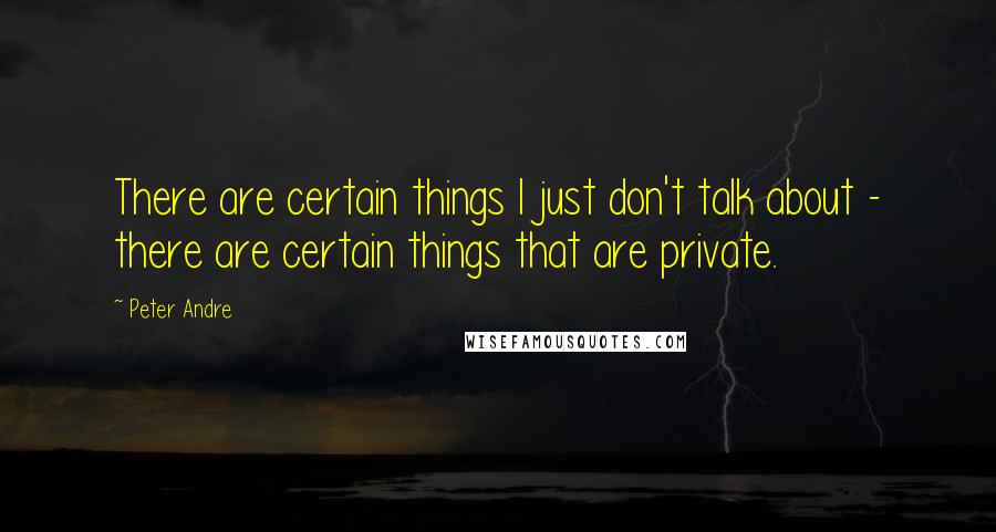 Peter Andre Quotes: There are certain things I just don't talk about - there are certain things that are private.