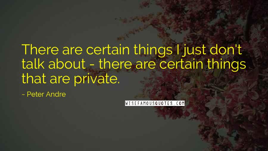 Peter Andre Quotes: There are certain things I just don't talk about - there are certain things that are private.