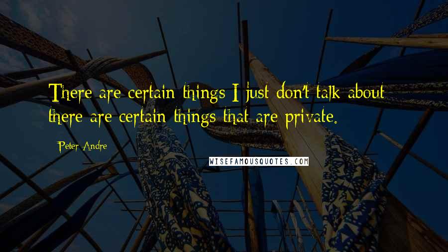 Peter Andre Quotes: There are certain things I just don't talk about - there are certain things that are private.