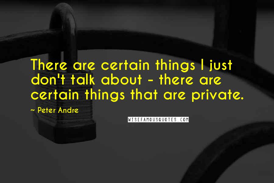 Peter Andre Quotes: There are certain things I just don't talk about - there are certain things that are private.