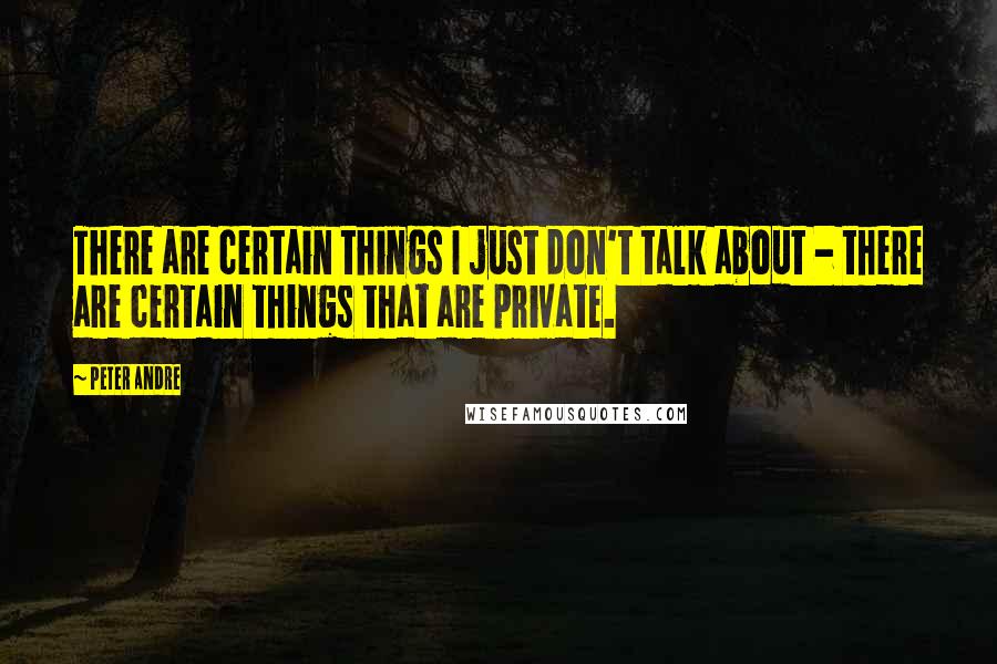 Peter Andre Quotes: There are certain things I just don't talk about - there are certain things that are private.