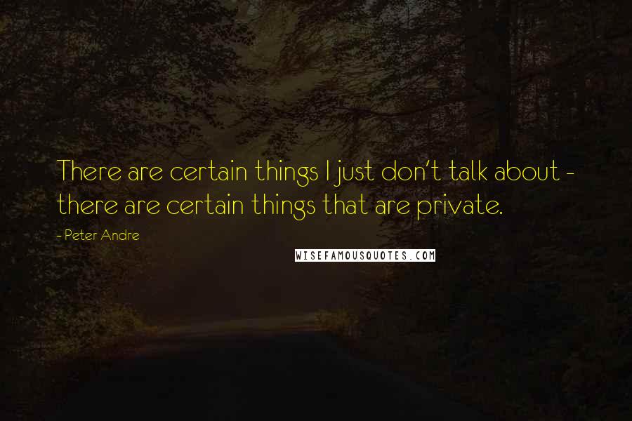 Peter Andre Quotes: There are certain things I just don't talk about - there are certain things that are private.