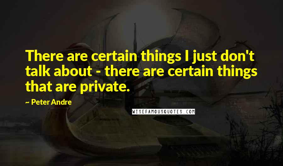 Peter Andre Quotes: There are certain things I just don't talk about - there are certain things that are private.