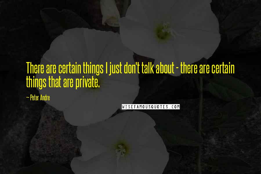 Peter Andre Quotes: There are certain things I just don't talk about - there are certain things that are private.