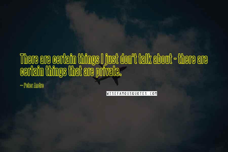 Peter Andre Quotes: There are certain things I just don't talk about - there are certain things that are private.