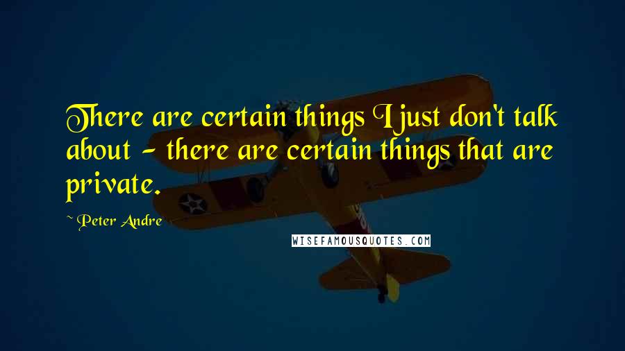 Peter Andre Quotes: There are certain things I just don't talk about - there are certain things that are private.