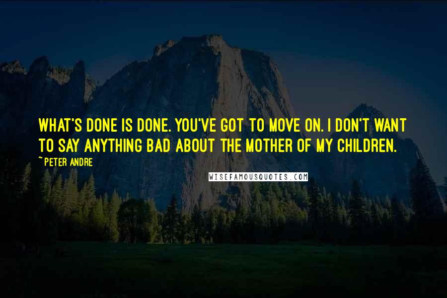 Peter Andre Quotes: What's done is done. You've got to move on. I don't want to say anything bad about the mother of my children.