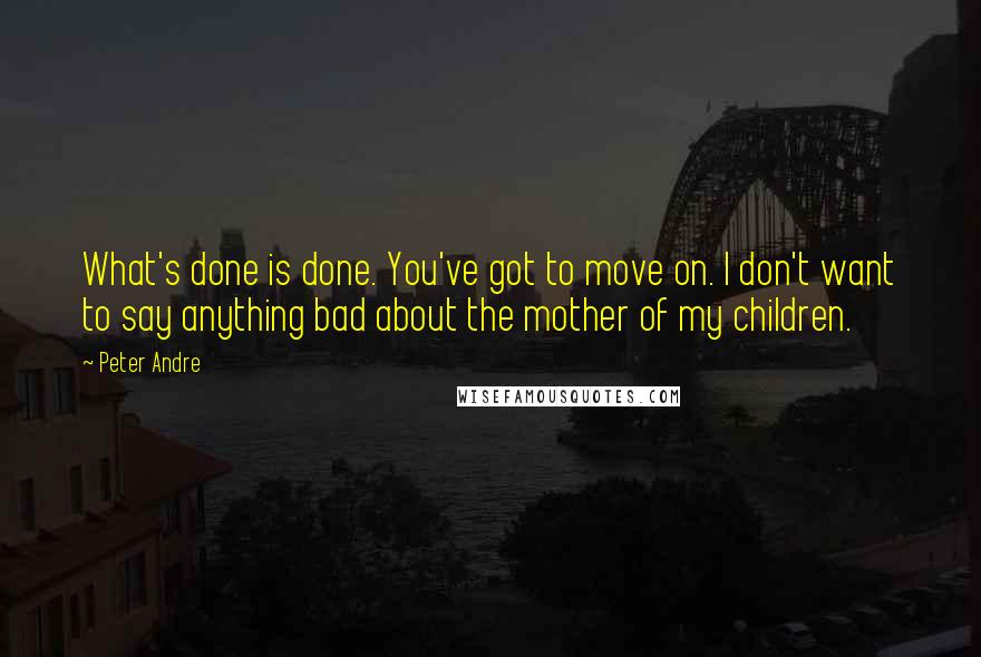 Peter Andre Quotes: What's done is done. You've got to move on. I don't want to say anything bad about the mother of my children.