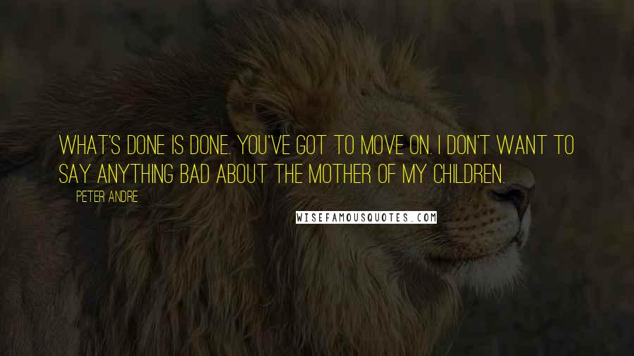Peter Andre Quotes: What's done is done. You've got to move on. I don't want to say anything bad about the mother of my children.