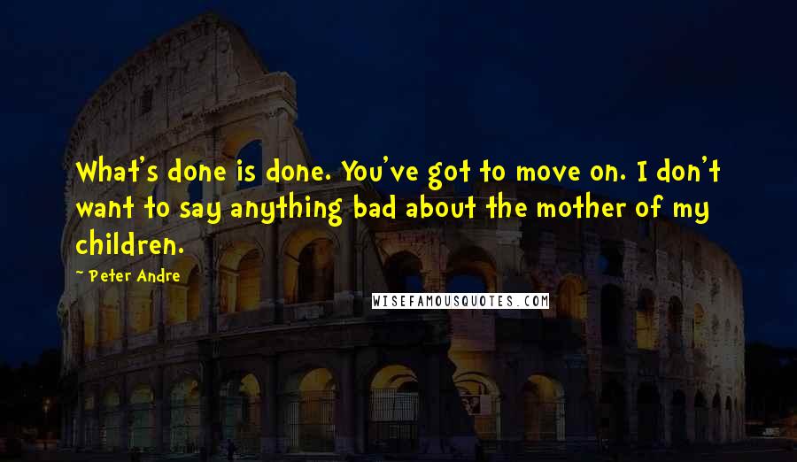 Peter Andre Quotes: What's done is done. You've got to move on. I don't want to say anything bad about the mother of my children.