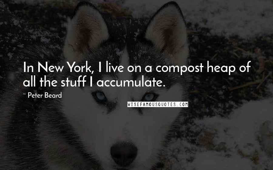 Peter Beard Quotes: In New York, I live on a compost heap of all the stuff I accumulate.