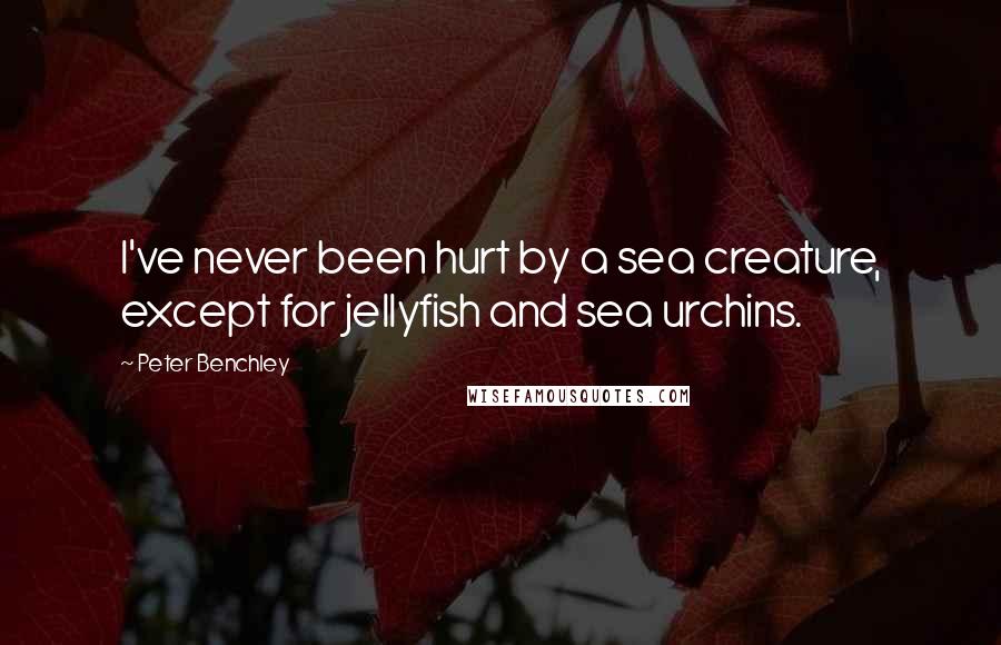 Peter Benchley Quotes: I've never been hurt by a sea creature, except for jellyfish and sea urchins.