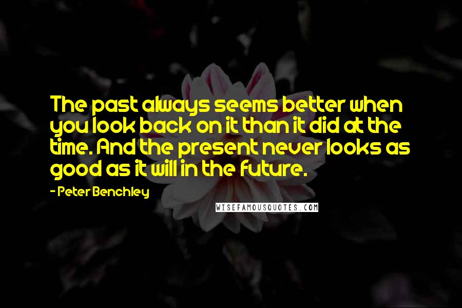 Peter Benchley Quotes: The past always seems better when you look back on it than it did at the time. And the present never looks as good as it will in the future.