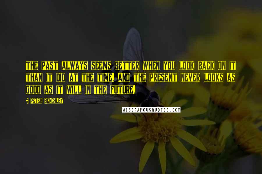 Peter Benchley Quotes: The past always seems better when you look back on it than it did at the time. And the present never looks as good as it will in the future.