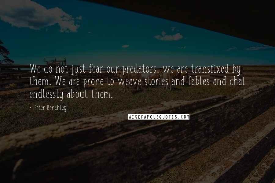 Peter Benchley Quotes: We do not just fear our predators, we are transfixed by them. We are prone to weave stories and fables and chat endlessly about them.