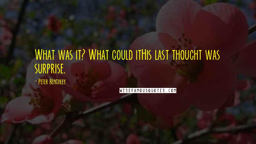 Peter Benchley Quotes: What was it? What could itHis last thought was surprise.