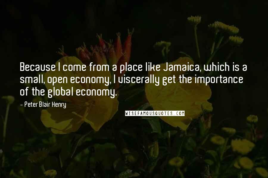 Peter Blair Henry Quotes: Because I come from a place like Jamaica, which is a small, open economy, I viscerally get the importance of the global economy.