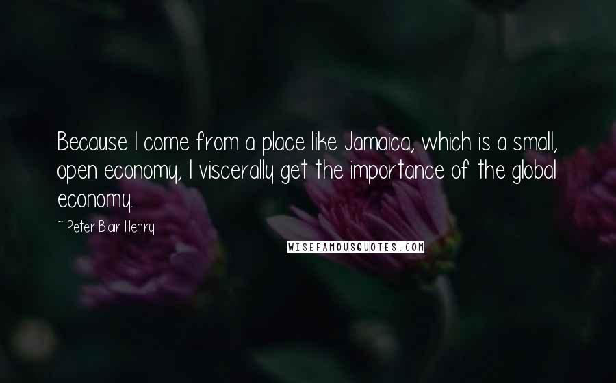 Peter Blair Henry Quotes: Because I come from a place like Jamaica, which is a small, open economy, I viscerally get the importance of the global economy.