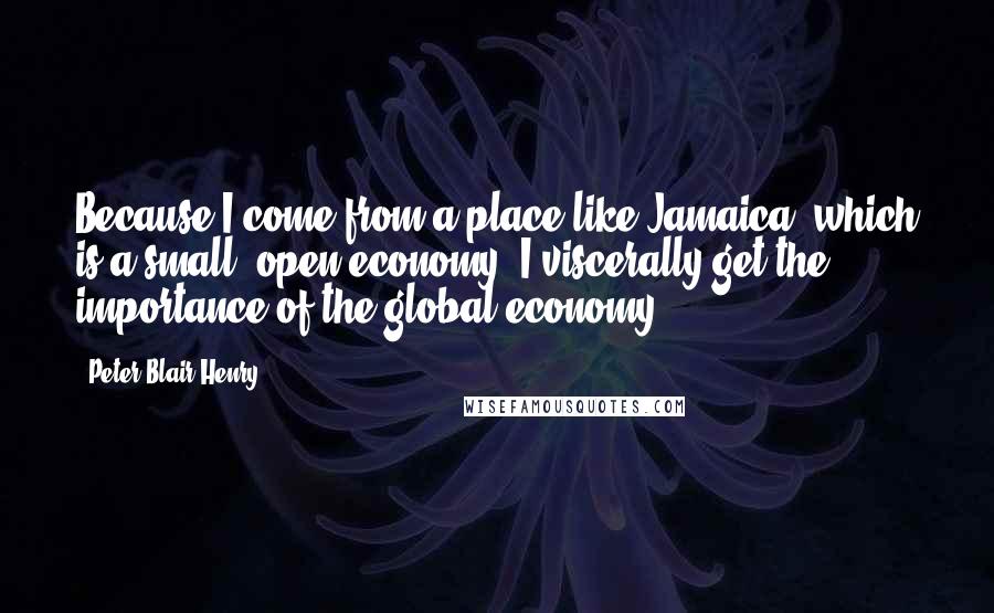 Peter Blair Henry Quotes: Because I come from a place like Jamaica, which is a small, open economy, I viscerally get the importance of the global economy.