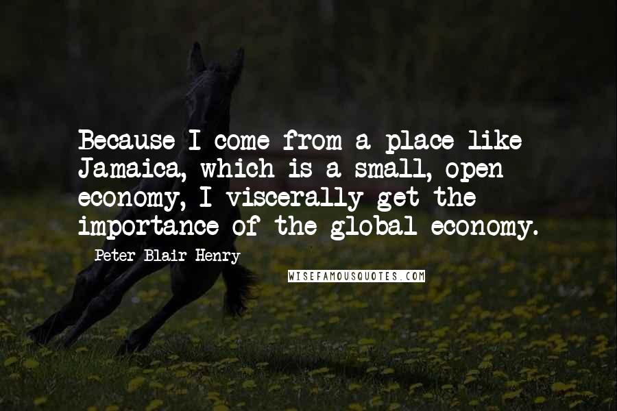 Peter Blair Henry Quotes: Because I come from a place like Jamaica, which is a small, open economy, I viscerally get the importance of the global economy.