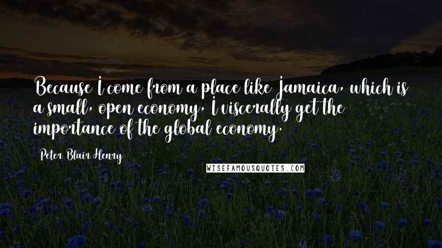 Peter Blair Henry Quotes: Because I come from a place like Jamaica, which is a small, open economy, I viscerally get the importance of the global economy.