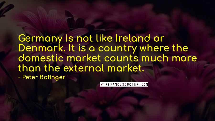 Peter Bofinger Quotes: Germany is not like Ireland or Denmark. It is a country where the domestic market counts much more than the external market.