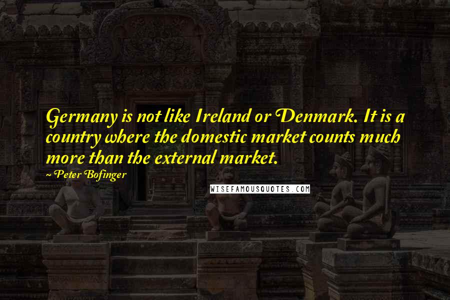 Peter Bofinger Quotes: Germany is not like Ireland or Denmark. It is a country where the domestic market counts much more than the external market.